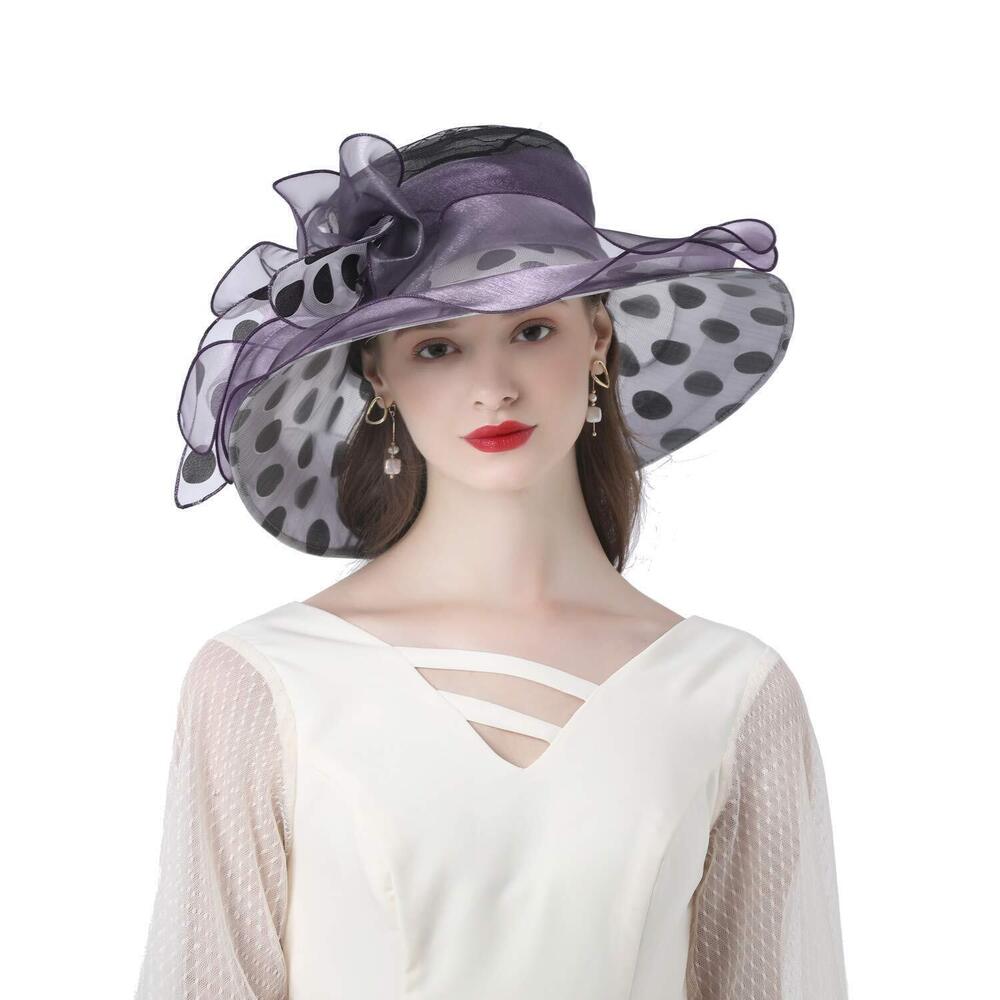 1184 Women’s Organza Church Tea Party Wedding Fascinator Hat Uv-anti Wide